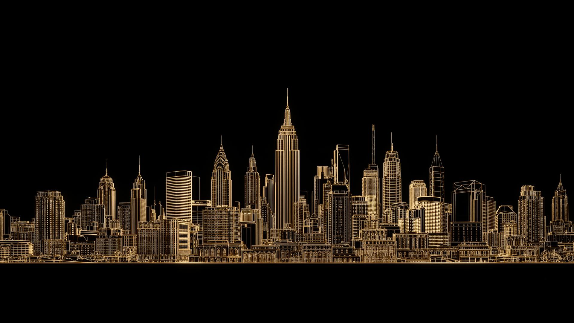 Luxury city skyline in gold